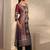 Women maroon striped printed straight kurta