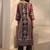 Women maroon striped printed straight kurta