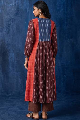Ikat geometric printed a-line kurta