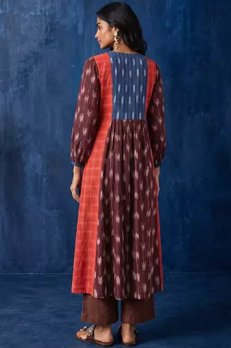 Ikat geometric printed a-line kurta