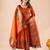 Women ethnic motifs thread work jacquard anarkali kurta