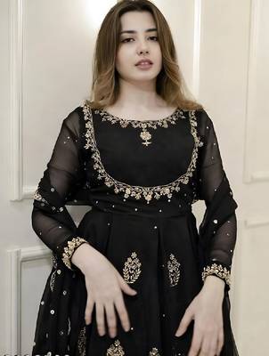 Women embellished grandeur & majestic artwork georgette anarkali kurta 2