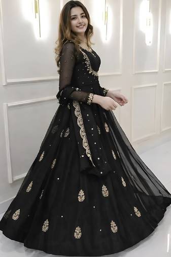 Women embellished grandeur & majestic artwork georgette anarkali kurta