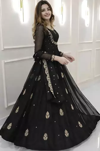 Women embellished grandeur & majestic artwork georgette anarkali kurta