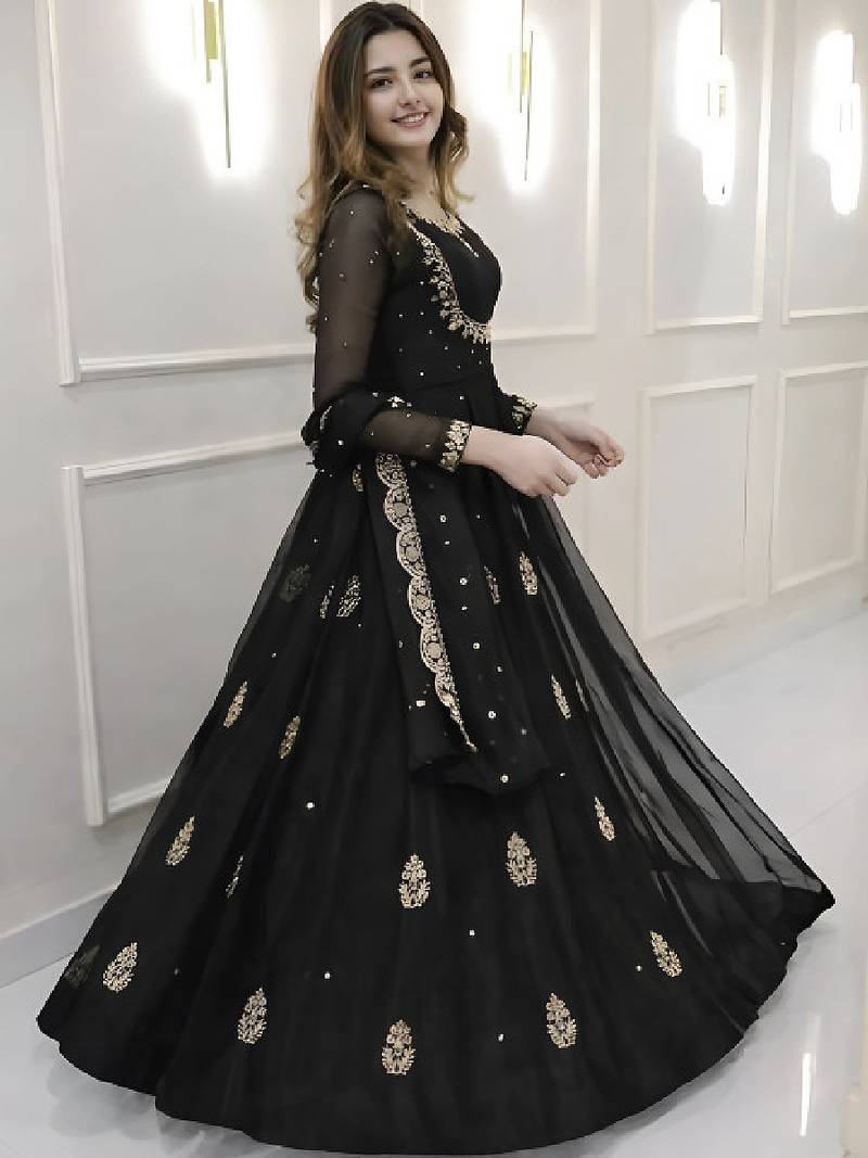 Women embellished grandeur & majestic artwork georgette anarkali kurta
