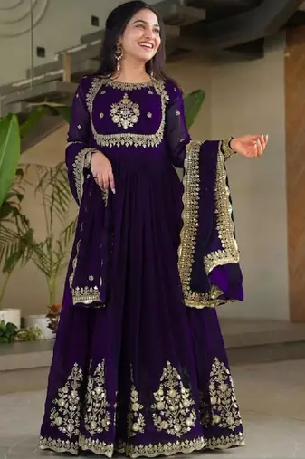 Women embellished grandeur & majestic artwork georgette anarkali kurta