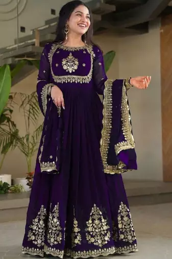 Women embellished grandeur & majestic artwork georgette anarkali kurta