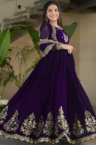 Women embellished grandeur & majestic artwork georgette anarkali kurta