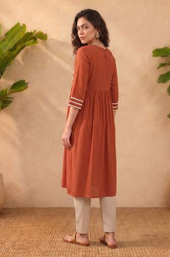 Floral embroidered a-line kurta