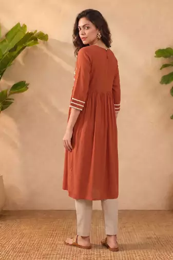 Floral embroidered a-line kurta
