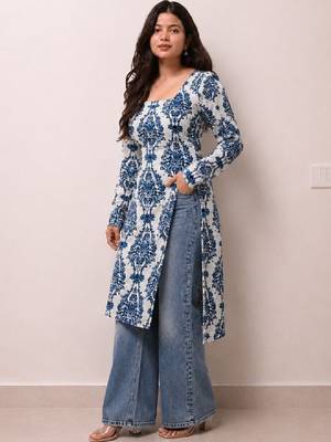 Women ethnic motifs printed kurta 1