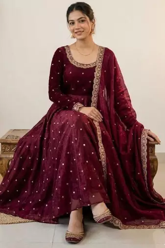 Women embellished grandeur & majestic artwork anarkali kurta