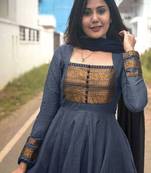 Women ethnic motifs empire chanderi cotton kurta with dupatta