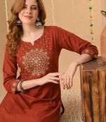 Women embellished thread work kurta