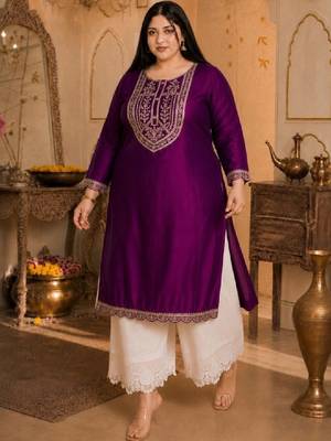 Women embellished thread work kurta 1