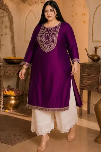 Women embellished thread work kurta