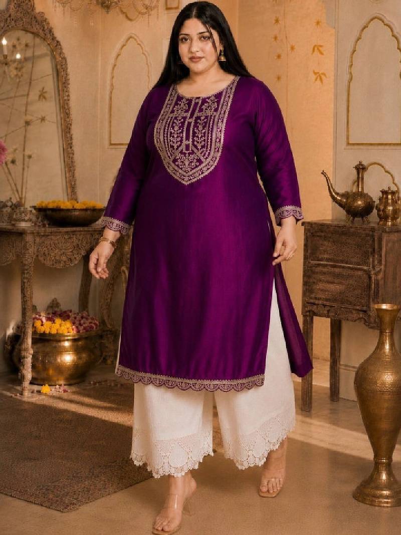 Women embellished thread work kurta