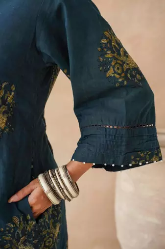 Printed pure cotton a-line kurta
