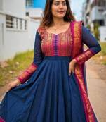 Women ethnic motifs empire chanderi cotton kurta with dupatta