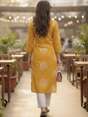 Women ethnic motifs printed thread work kurta 1