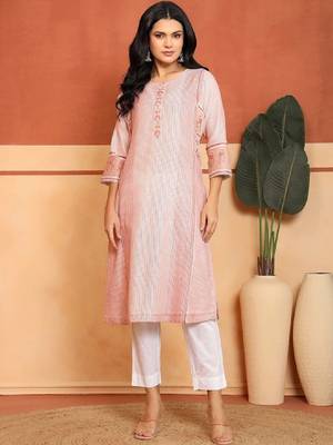Women printed thread work indie prints kurta 1