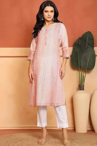 Women printed thread work indie prints kurta
