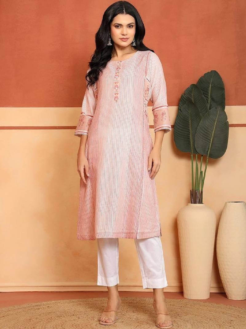 Women printed thread work indie prints kurta