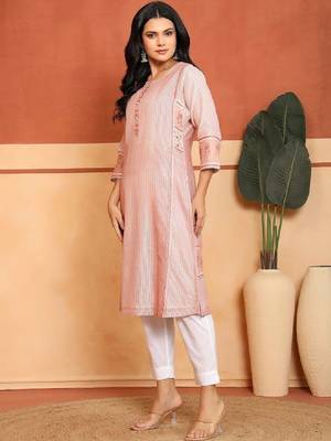 Women printed thread work indie prints kurta 2