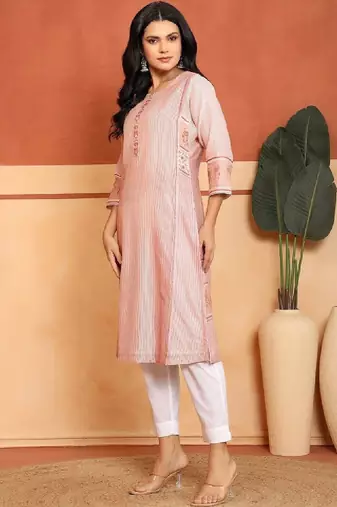 Women printed thread work indie prints kurta