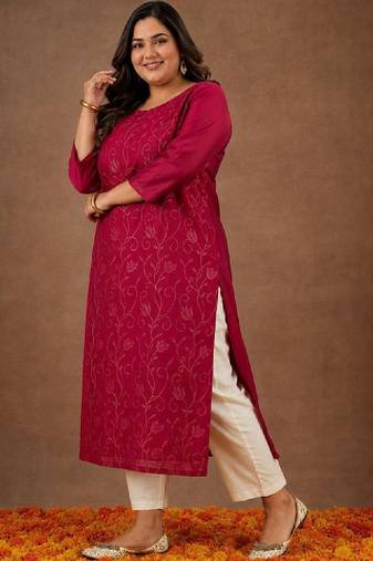 Women ethnic motifs chanderi silk kurta