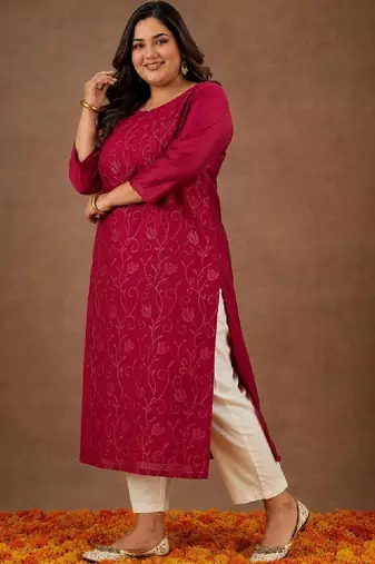 Women ethnic motifs chanderi silk kurta