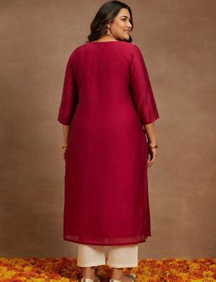 Women ethnic motifs chanderi silk kurta 2