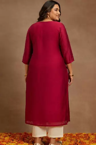 Women ethnic motifs chanderi silk kurta