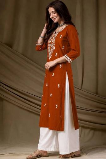 Women embroidered thread work kurta
