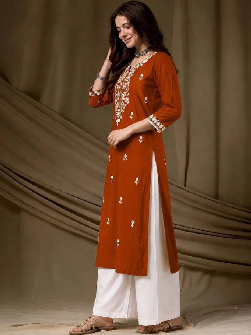 Women embroidered thread work kurta
