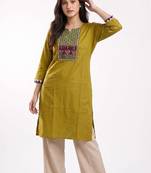 Women ethnic motifs printed mirror work kurta