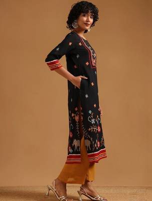 Women ethnic motifs printed indie prints kurta 2