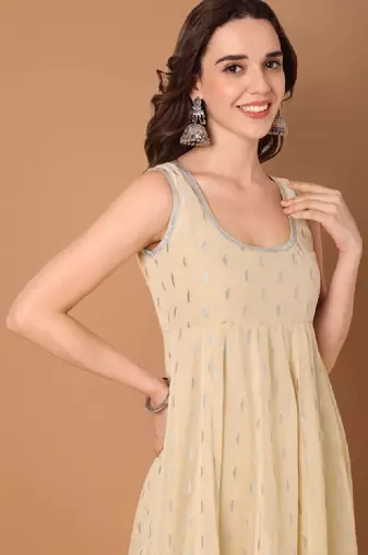 Women ethnic motifs embellished sequinned georgette blend anarkali kurta