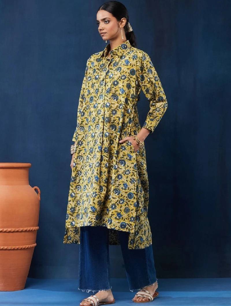 Women floral printed indie florals kurta