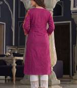 Women embroidered mirror work dobby kurta.