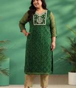 Women bandhani printed thread work kurta