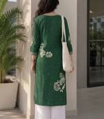 Women floral embroidered thread work floral kurta