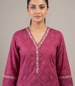Women floral printed thread work handloom kurta