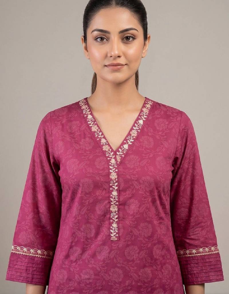 Women floral printed thread work handloom kurta