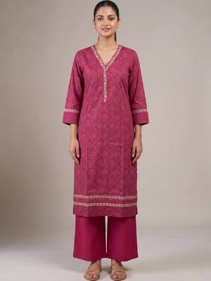 Women floral printed thread work handloom kurta 3