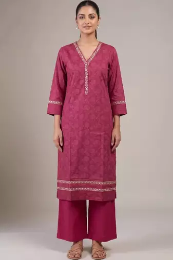 Women floral printed thread work handloom kurta