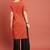Women orange woven design ikat straight kurta with tassel detai