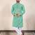 Sea green silk embroidered straight men kurta
