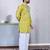 Yellow embroidered silk straight men kurta