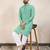 Sea green silk embroidered straight men kurta
